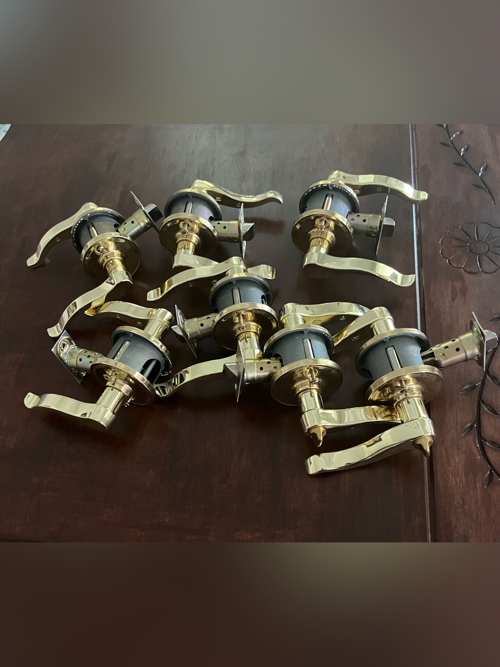 Polished Brass Gold Door knobs- Set of Seven